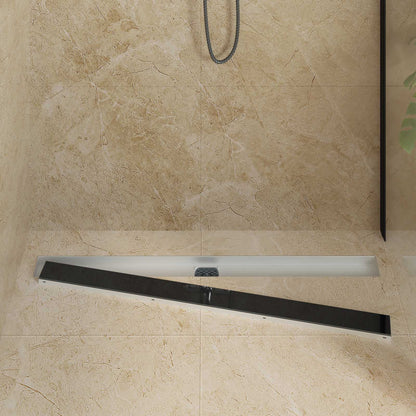 vidaXL Shower Drain Glass Cover with 360° Siphon Black 100 cm 3