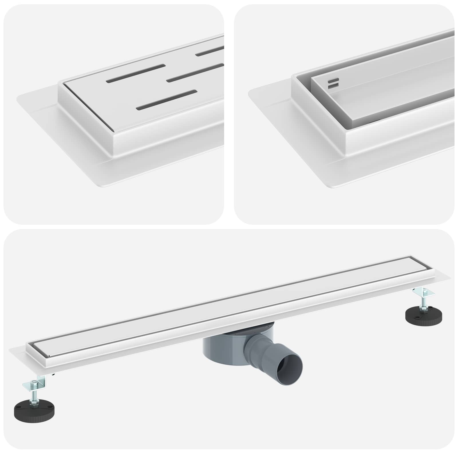 vidaXL Shower Drain 2-in-1 with 360° Siphon Silver 70 cm 2