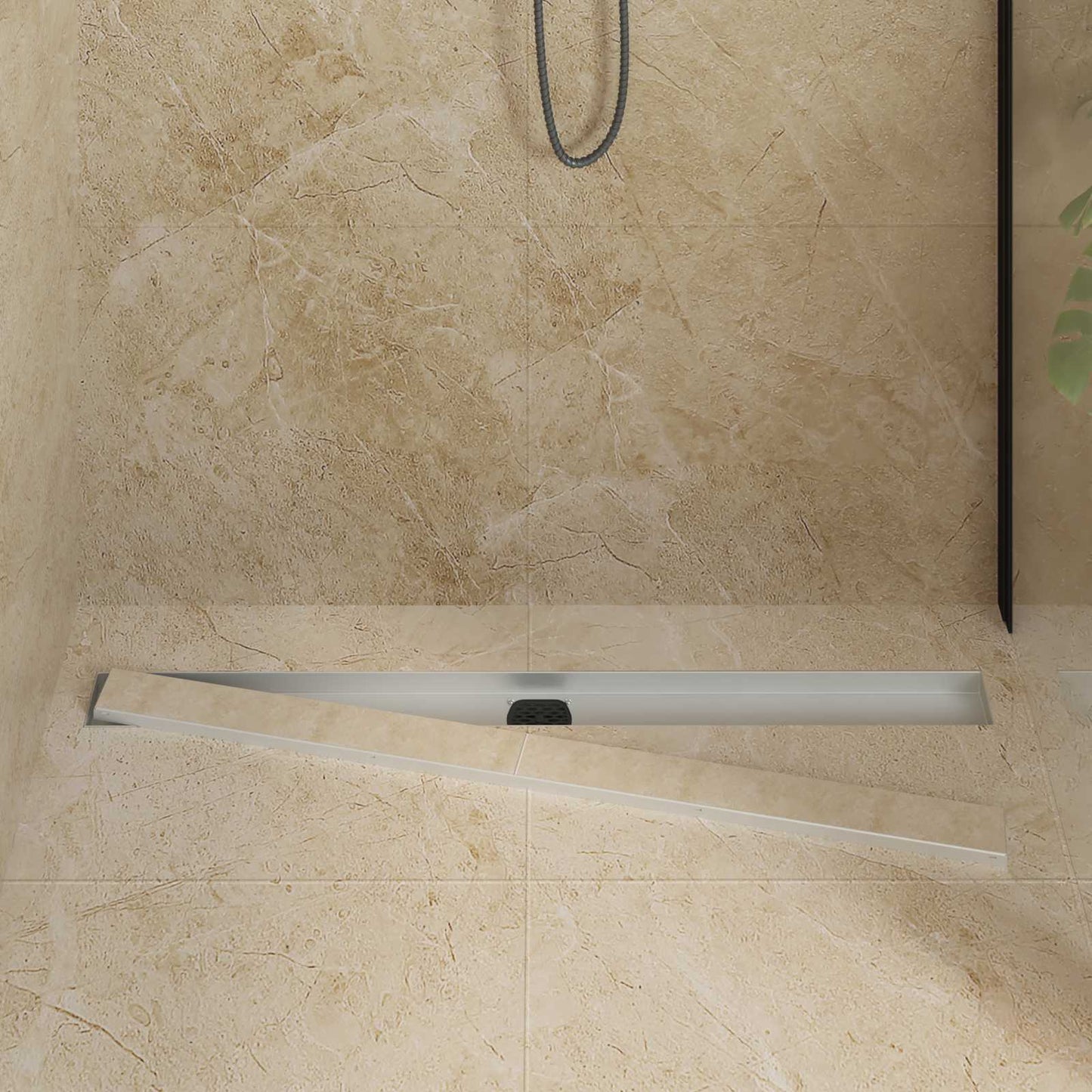 vidaXL Shower Drain 2-in-1 with 360° Siphon Silver 100 cm 3