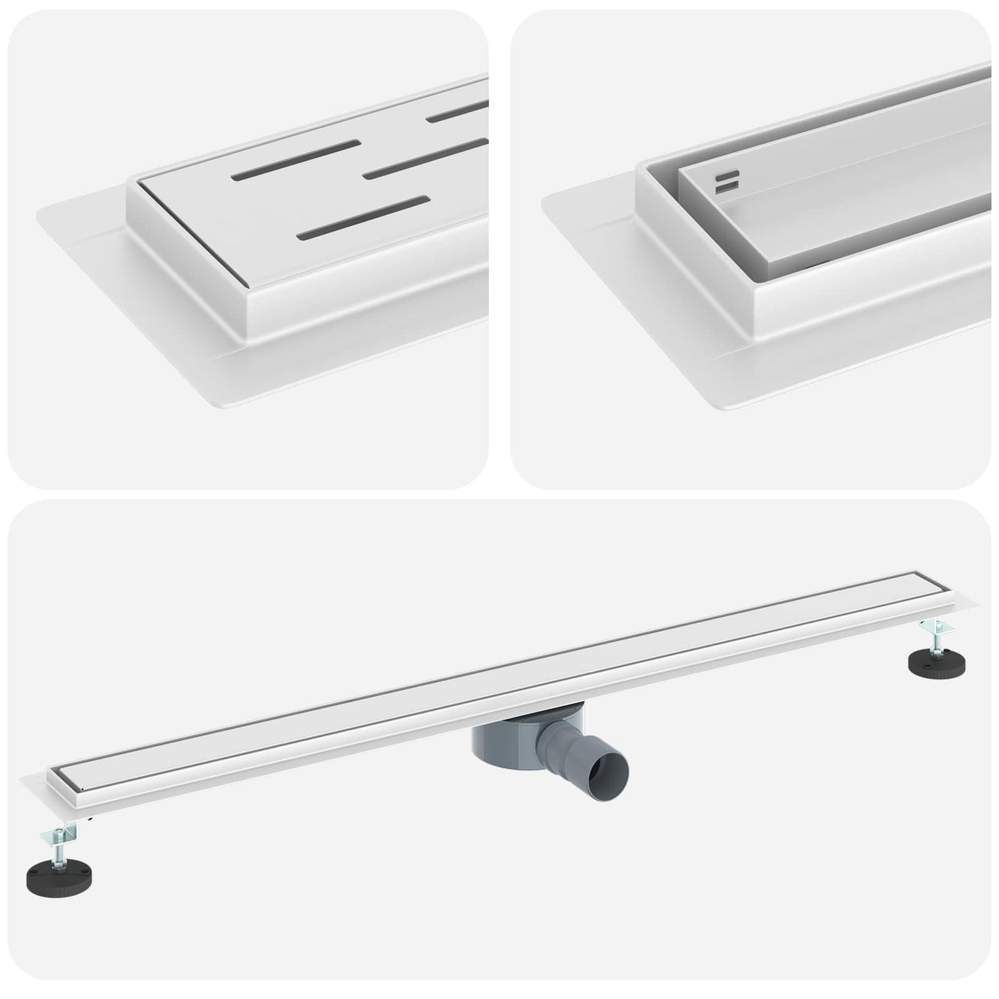 vidaXL Shower Drain 2-in-1 with 360° Siphon Silver 100 cm 2