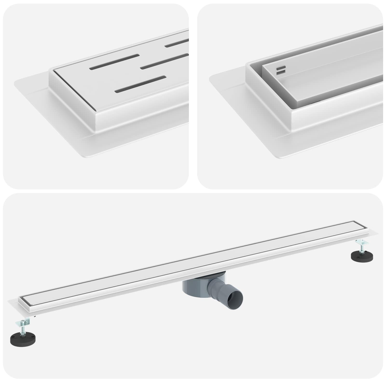 vidaXL Shower Drain 2-in-1 with 360° Siphon Silver 100 cm 2