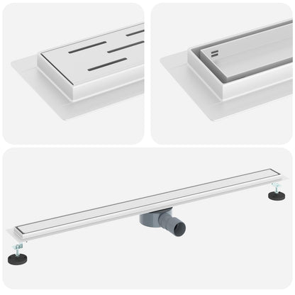 vidaXL Shower Drain 2-in-1 with 360° Siphon Silver 100 cm 2