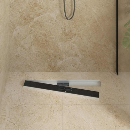 vidaXL Shower Drain with Glass Cover Black 80 cm Stainless Steel 304 3