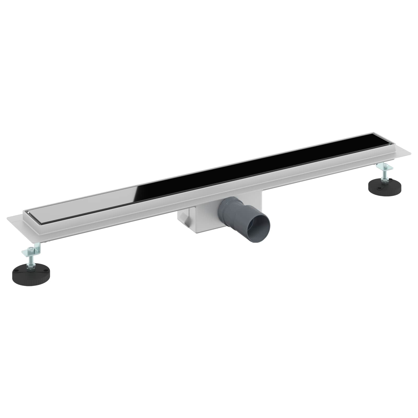 vidaXL Shower Drain with Glass Cover Black 80 cm Stainless Steel 304 2
