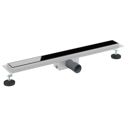 vidaXL Shower Drain with Glass Cover Black 80 cm Stainless Steel 304 2