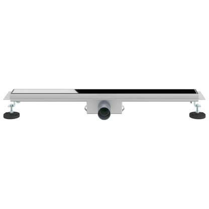 vidaXL Shower Drain with Glass Cover Black 80 cm Stainless Steel 304 4