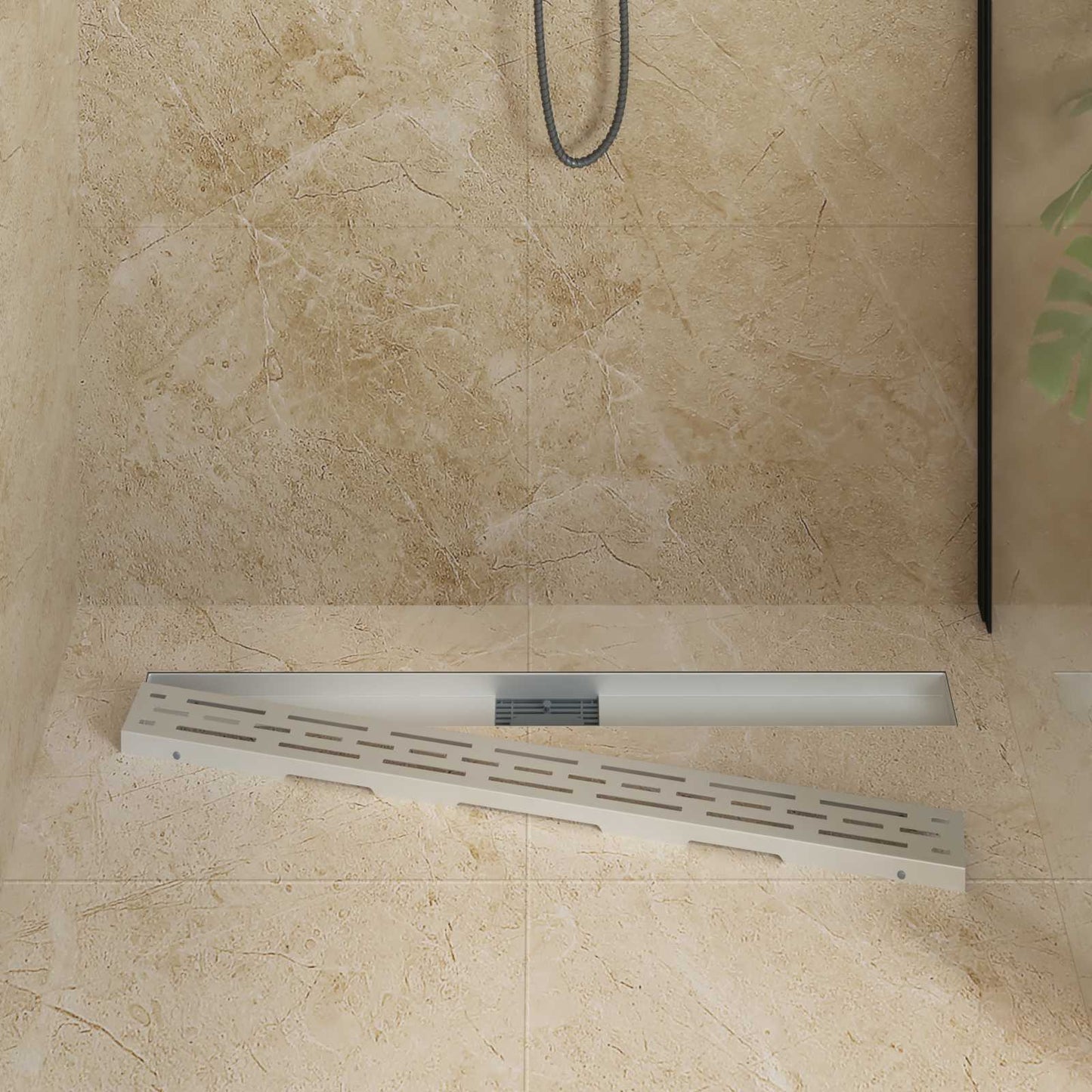 vidaXL Shower Drain with Line Design Silver 90 cm Stainless Steel 304 3