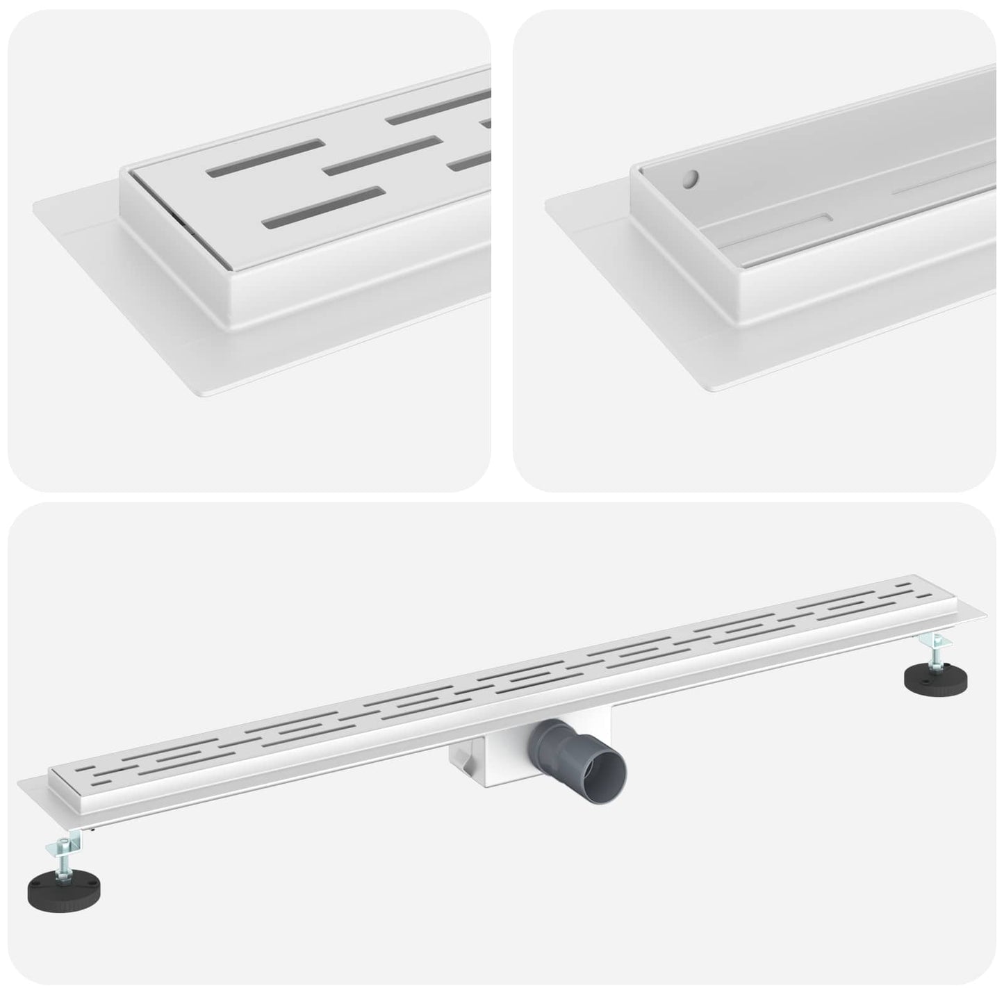 vidaXL Shower Drain with Line Design Silver 90 cm Stainless Steel 304 2