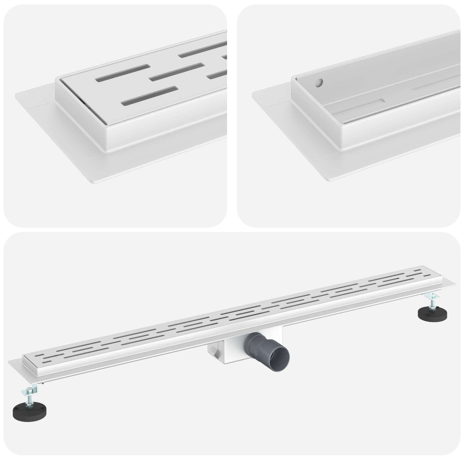 vidaXL Shower Drain with Line Design Silver 90 cm Stainless Steel 304 2