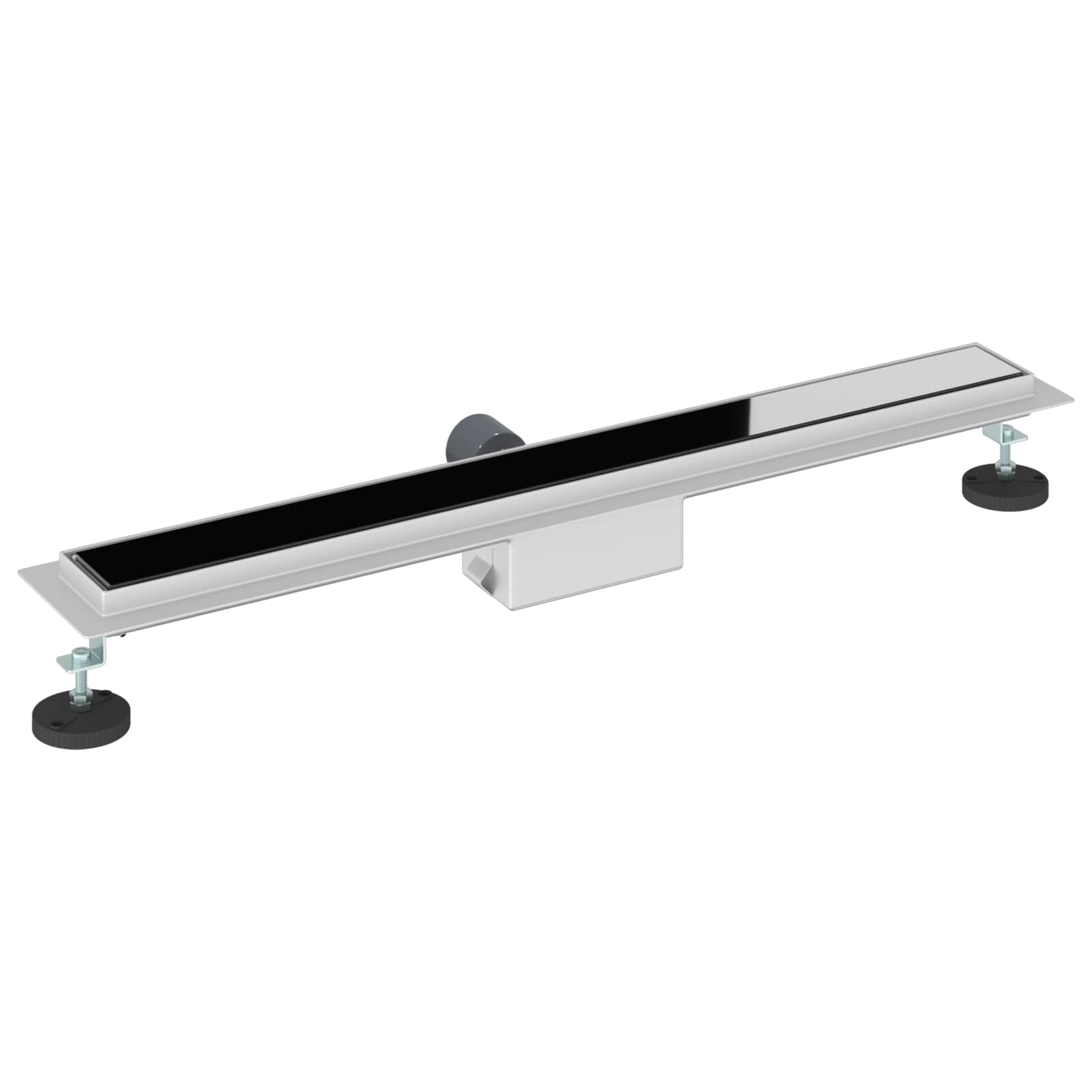vidaXL Shower Drain with Glass Cover Black 70 cm Stainless Steel 304 6