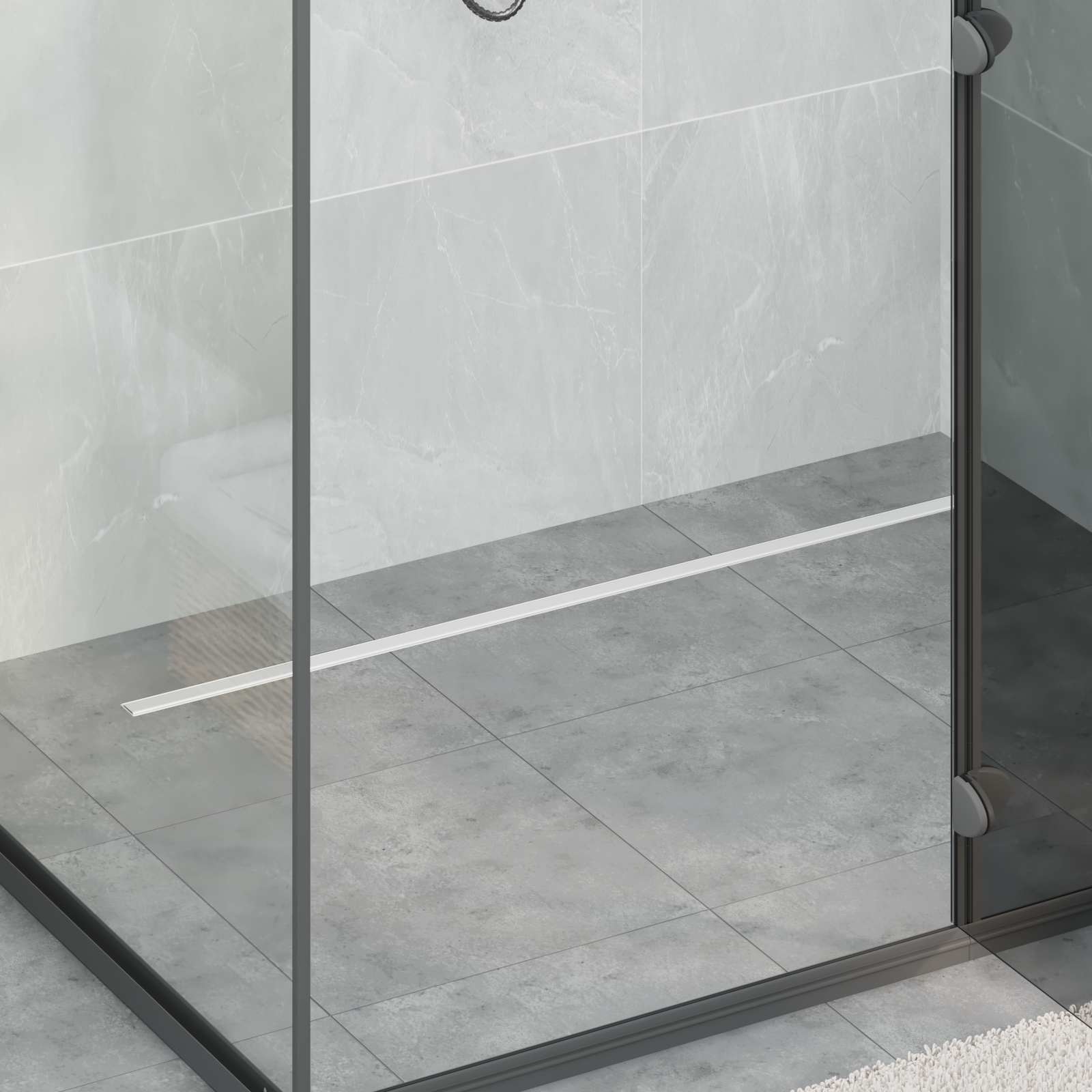 vidaXL 360° Shower Drain with Slim Model Silver 100 cm 1