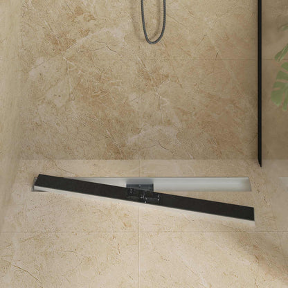 vidaXL Shower Drain with Glass Cover Black 100 cm Stainless Steel 304 3