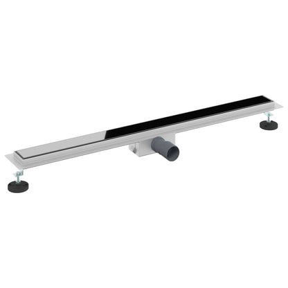 vidaXL Shower Drain with Glass Cover Black 100 cm Stainless Steel 304 2