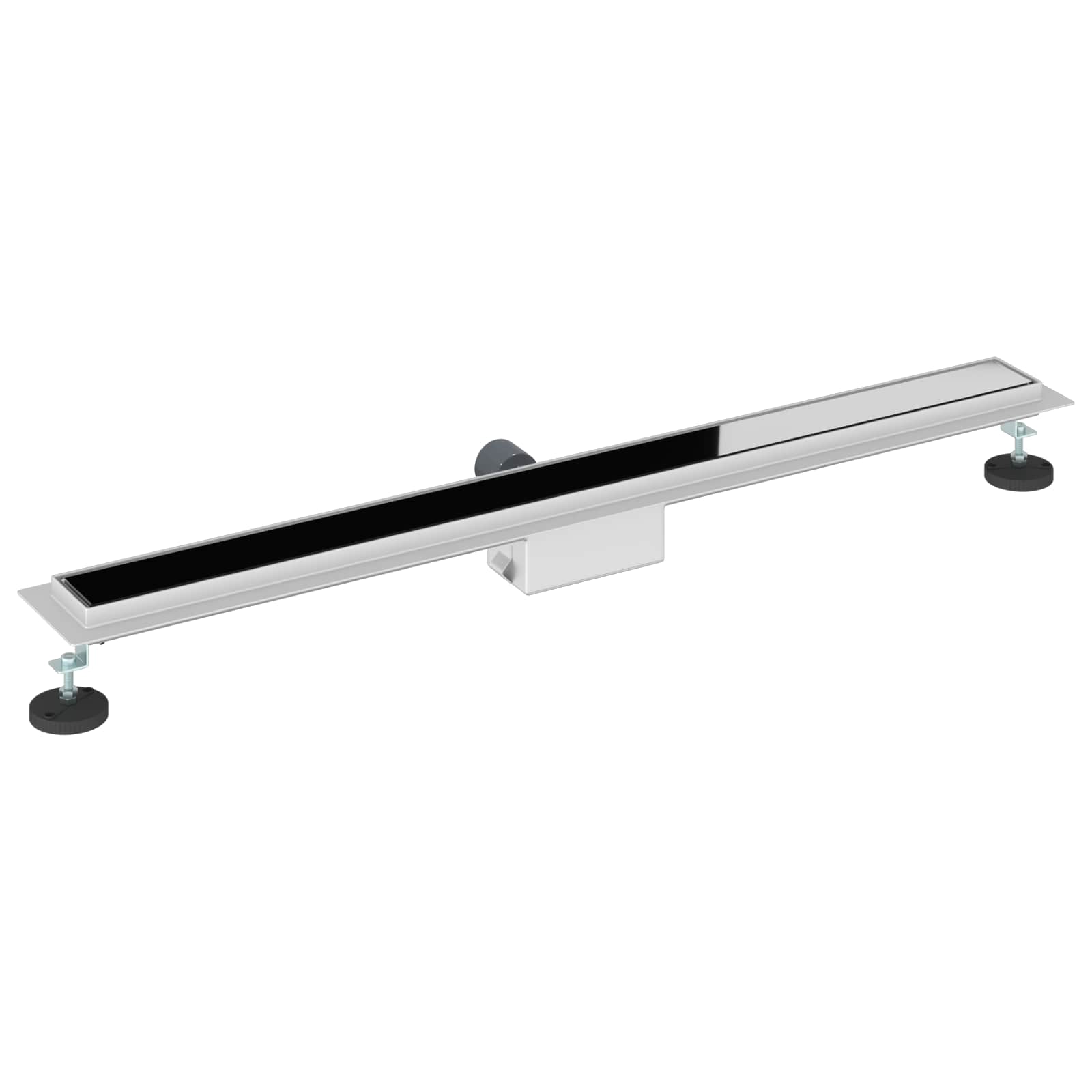 vidaXL Shower Drain with Glass Cover Black 100 cm Stainless Steel 304 6