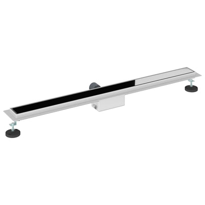 vidaXL Shower Drain with Glass Cover Black 100 cm Stainless Steel 304 6