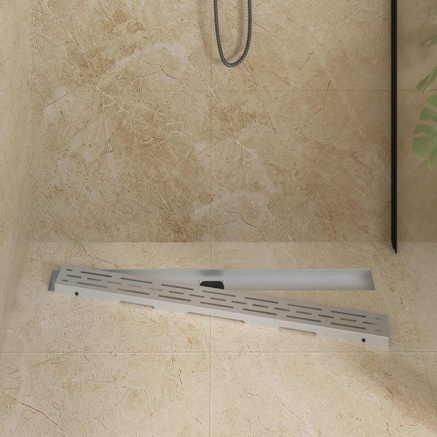 vidaXL Shower Drain Line Design with 360° Siphon Silver 90 cm 3