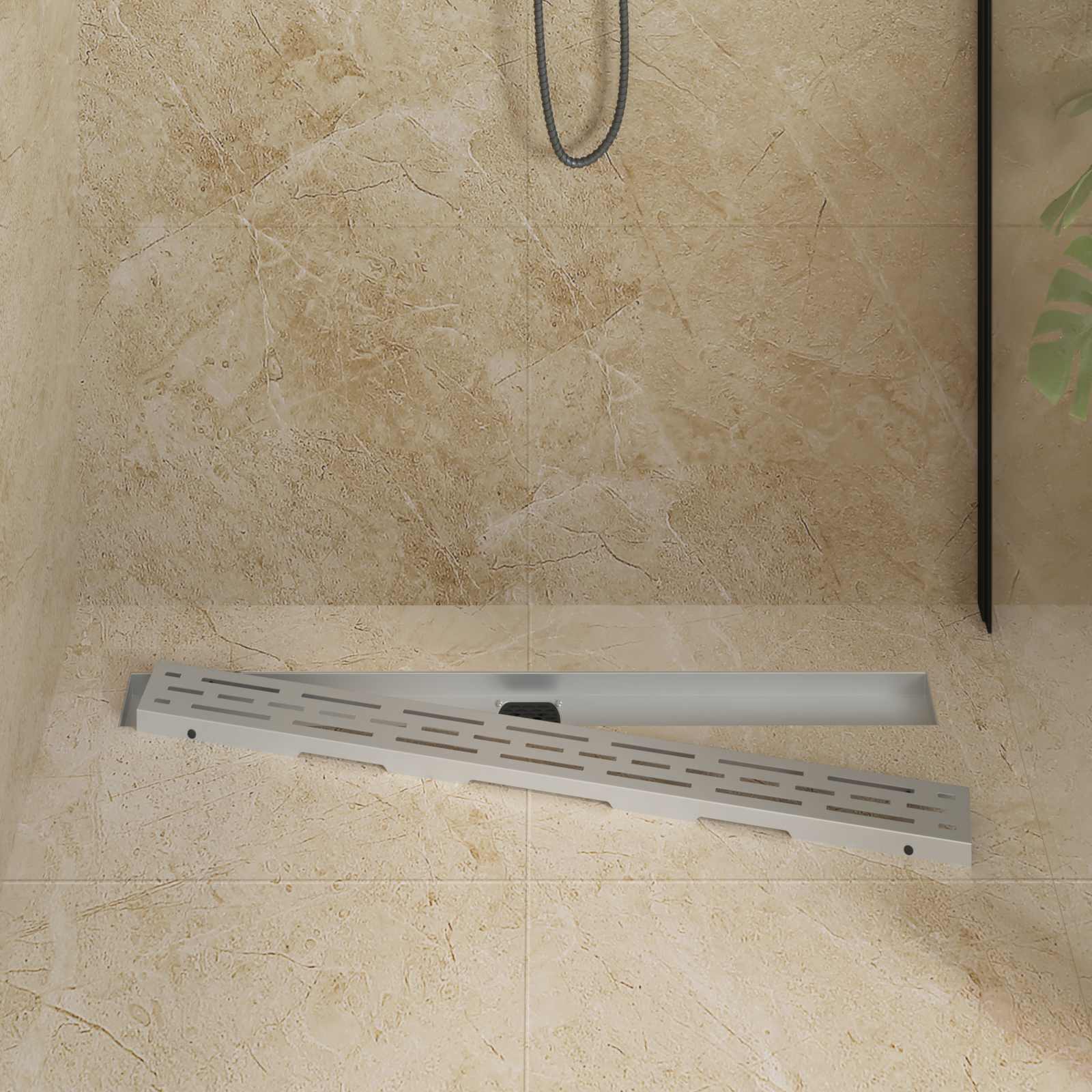 vidaXL Shower Drain Line Design with 360° Siphon Silver 90 cm 3