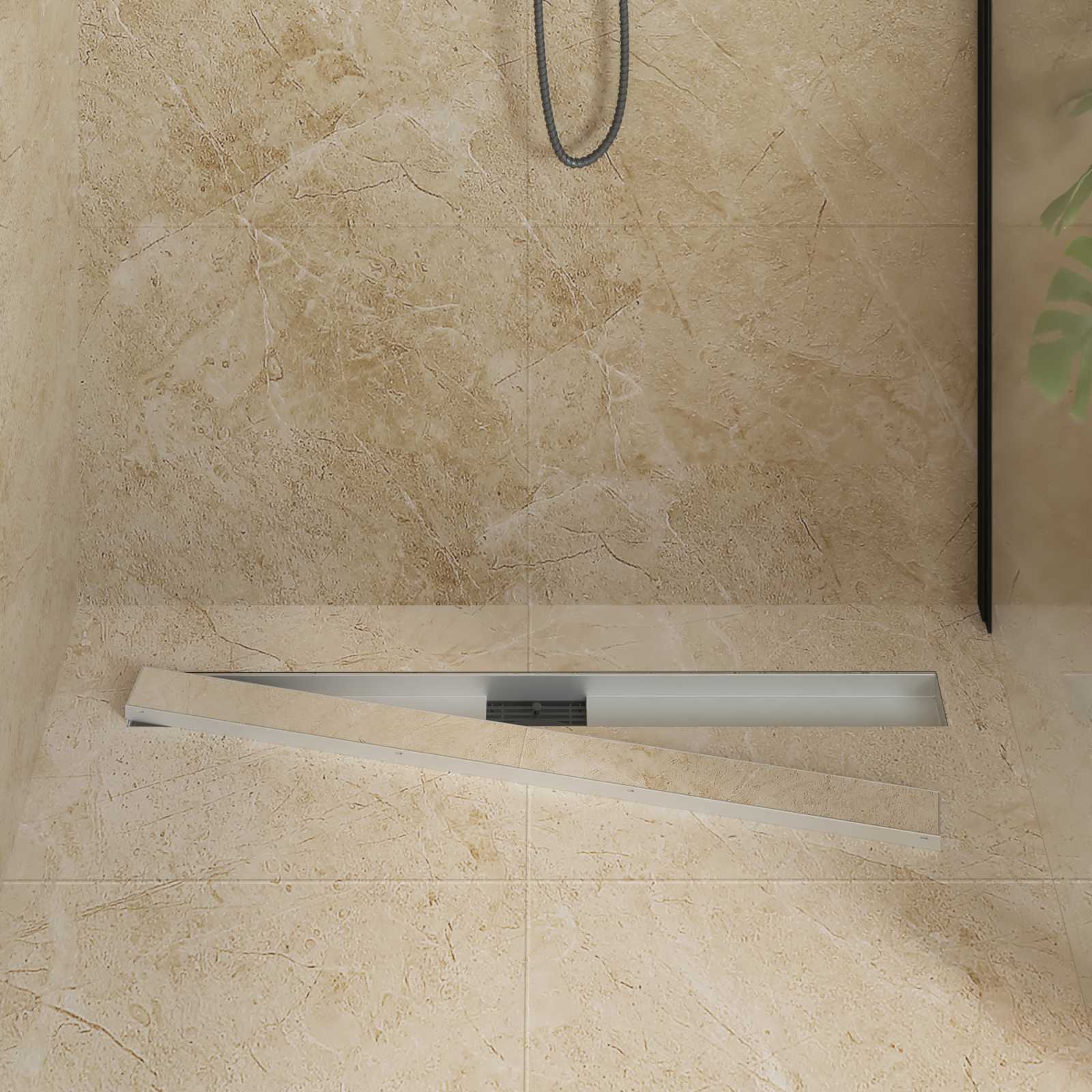 vidaXL 2 in 1 Shower Drain Silver 100 cm Stainless Steel 304 3