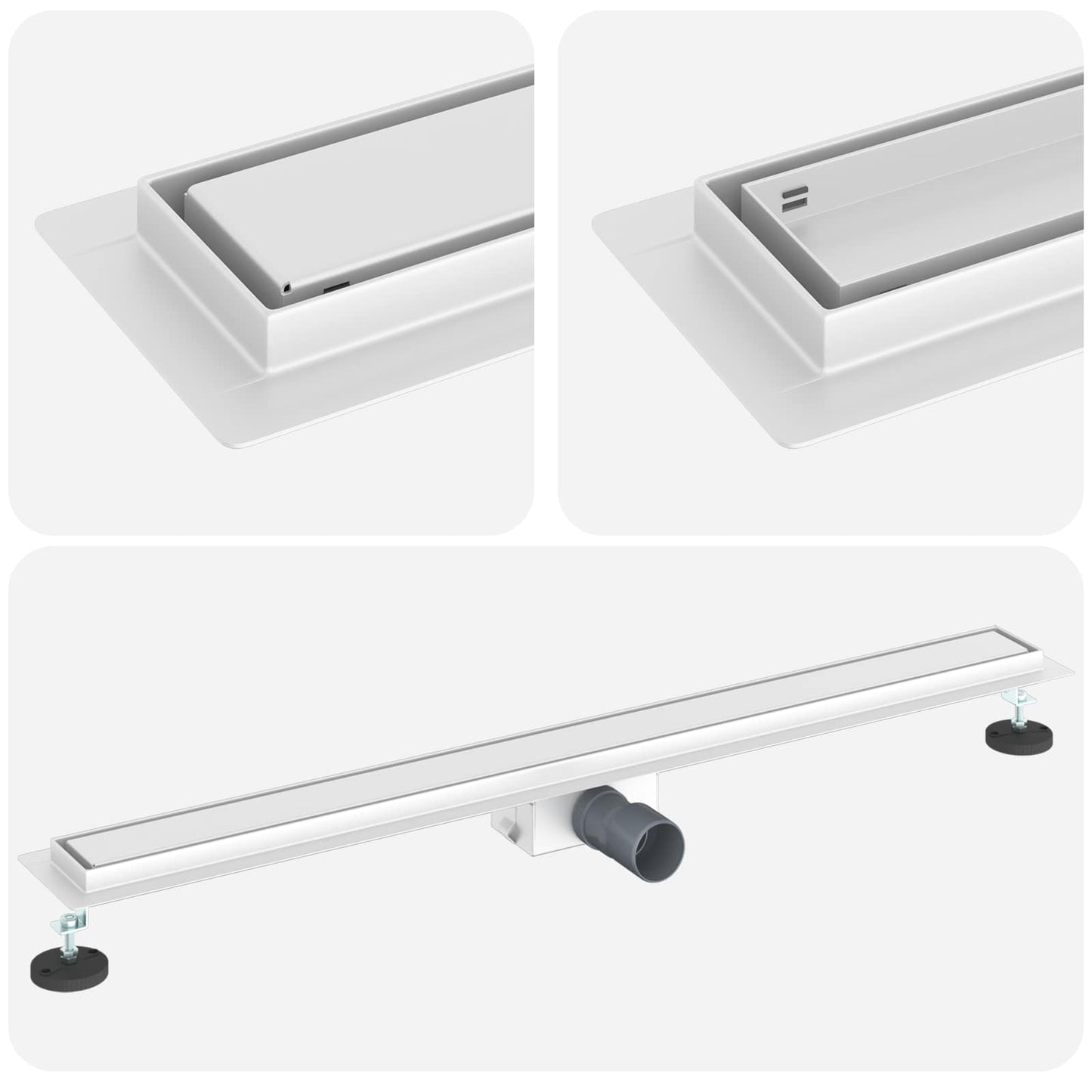 vidaXL 2 in 1 Shower Drain Silver 100 cm Stainless Steel 304 2