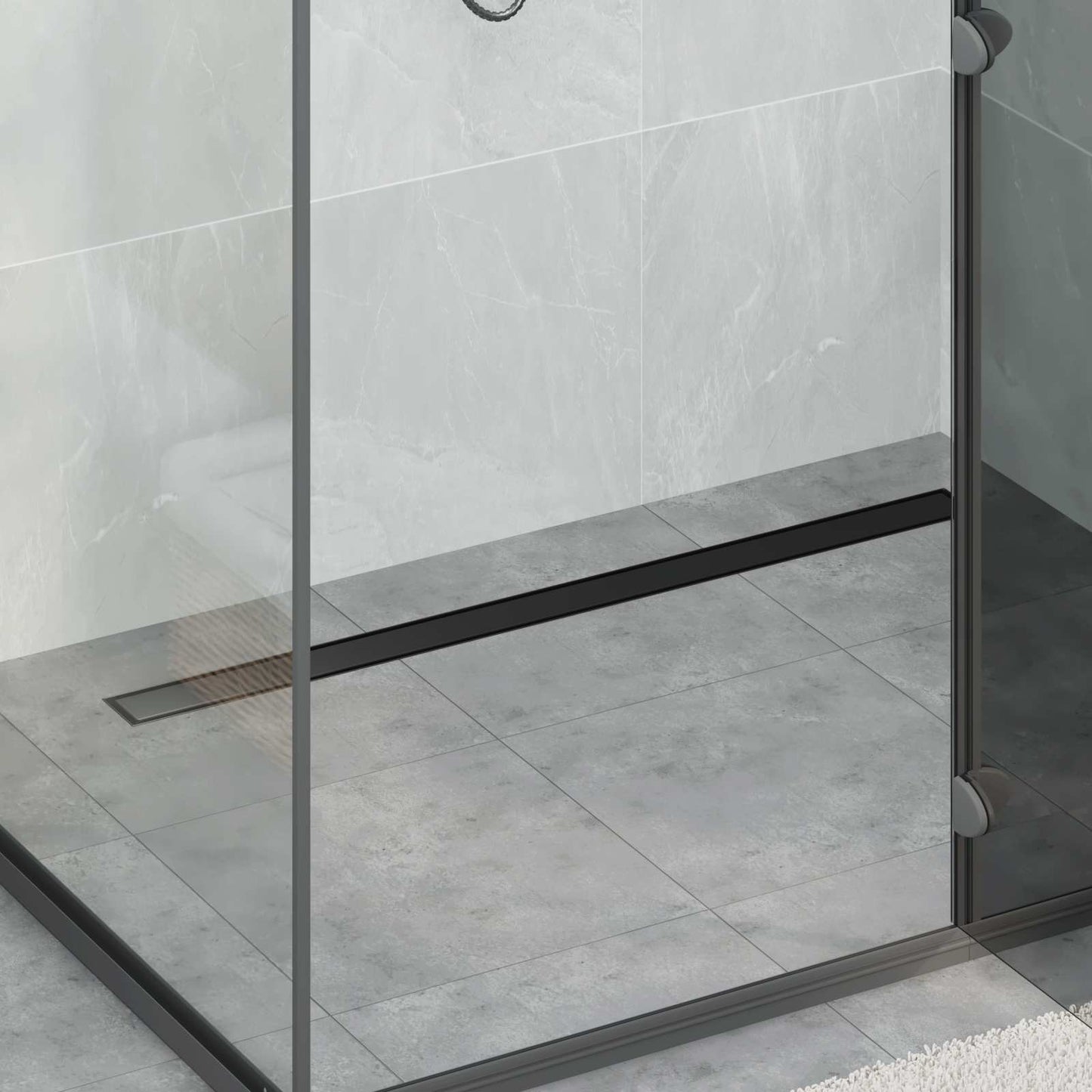 vidaXL Shower Drain 2-in-1 with 360° Siphon Black 100 cm 1