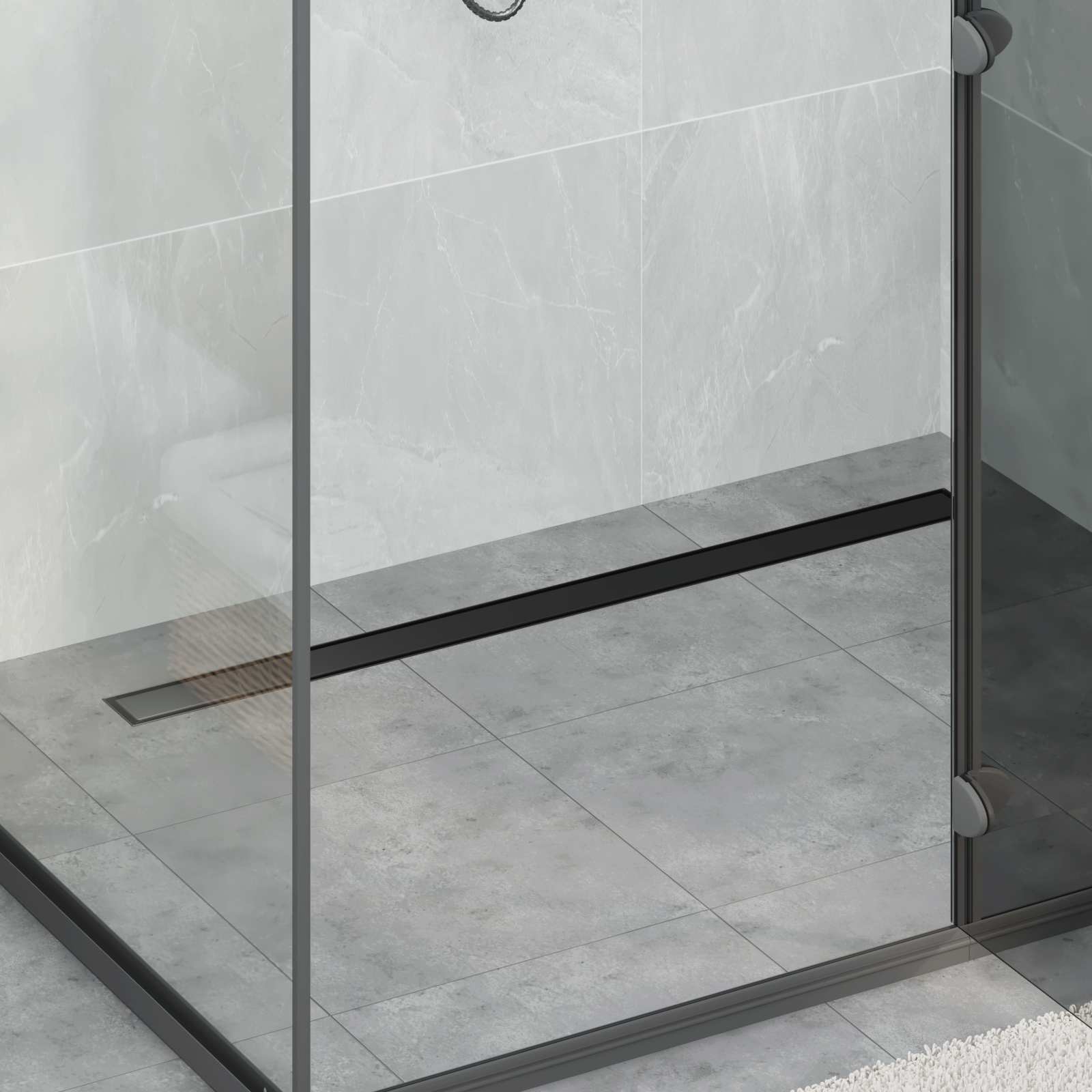 vidaXL Shower Drain 2-in-1 with 360° Siphon Black 100 cm 1