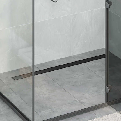 vidaXL Shower Drain 2-in-1 with 360° Siphon Black 100 cm 1