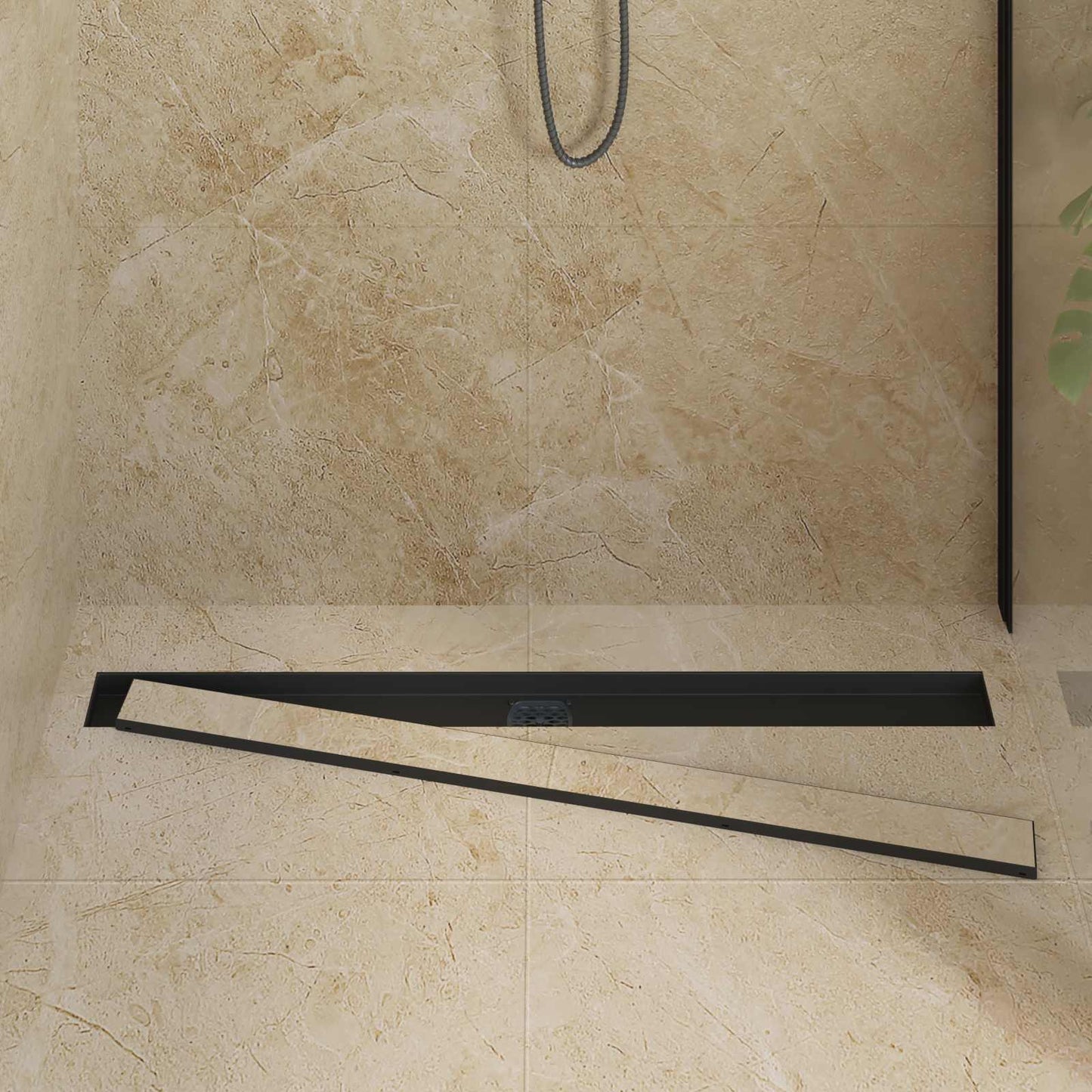 vidaXL Shower Drain 2-in-1 with 360° Siphon Black 100 cm 3