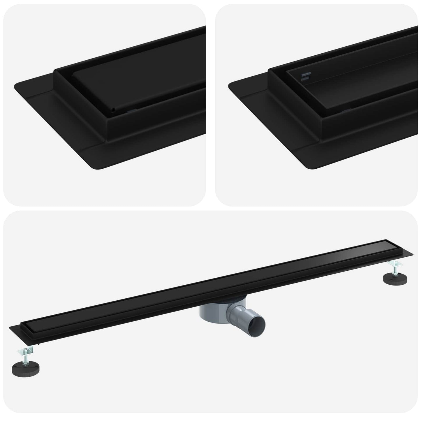 vidaXL Shower Drain 2-in-1 with 360° Siphon Black 100 cm 2