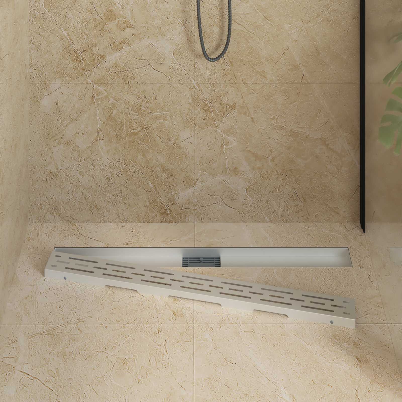 vidaXL Shower Drain with Line Design Silver 100 cm Stainless Steel 304 3