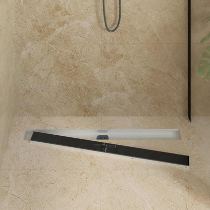 vidaXL Shower Drain Glass Cover with 360° Siphon Black 90 cm 3