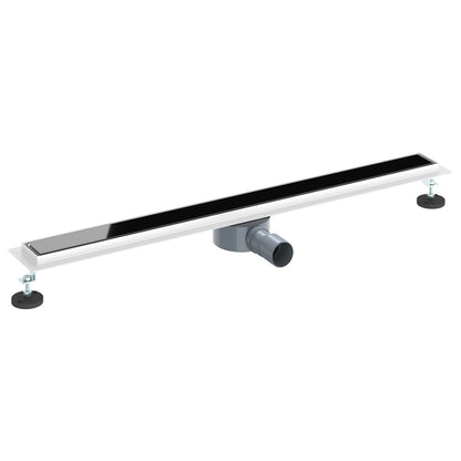 vidaXL Shower Drain Glass Cover with 360° Siphon Black 90 cm 2