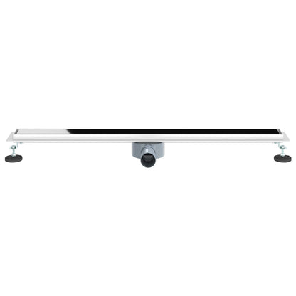 vidaXL Shower Drain Glass Cover with 360° Siphon Black 90 cm 4