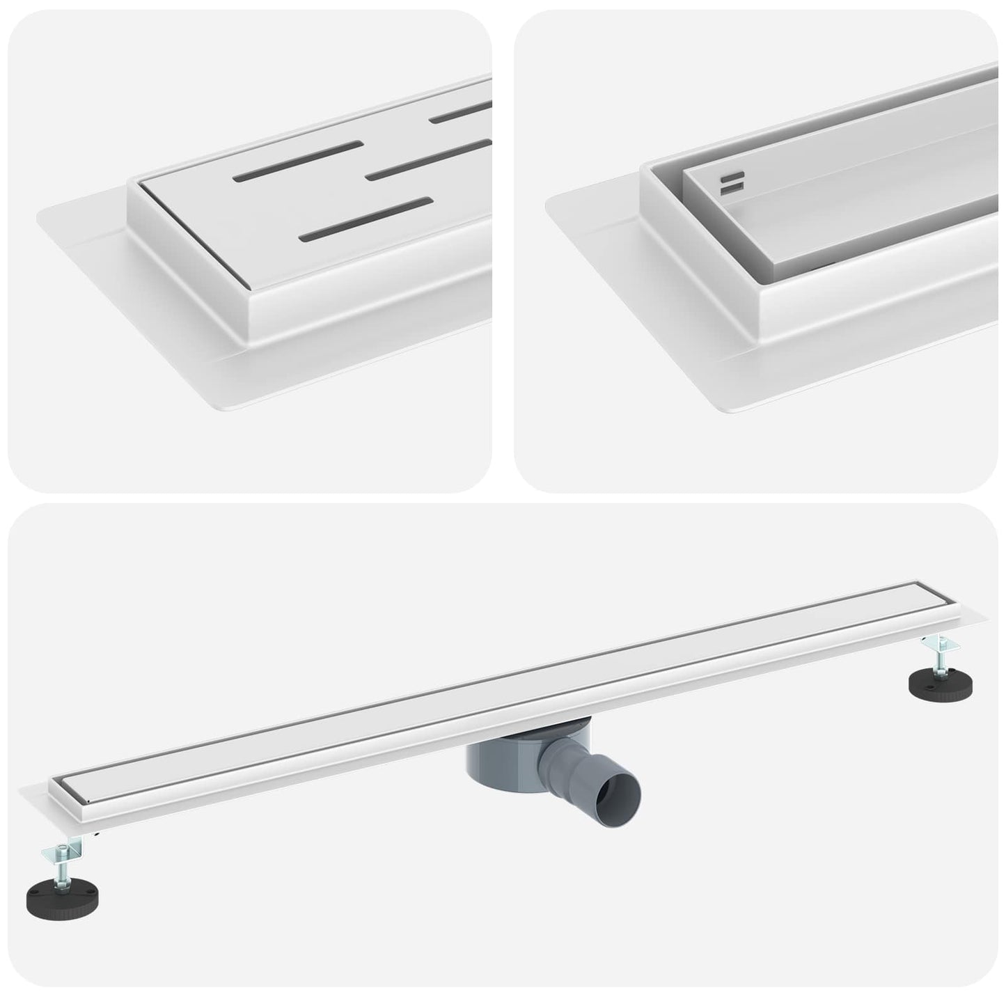 vidaXL Shower Drain 2-in-1 with 360° Siphon Silver 90 cm 2