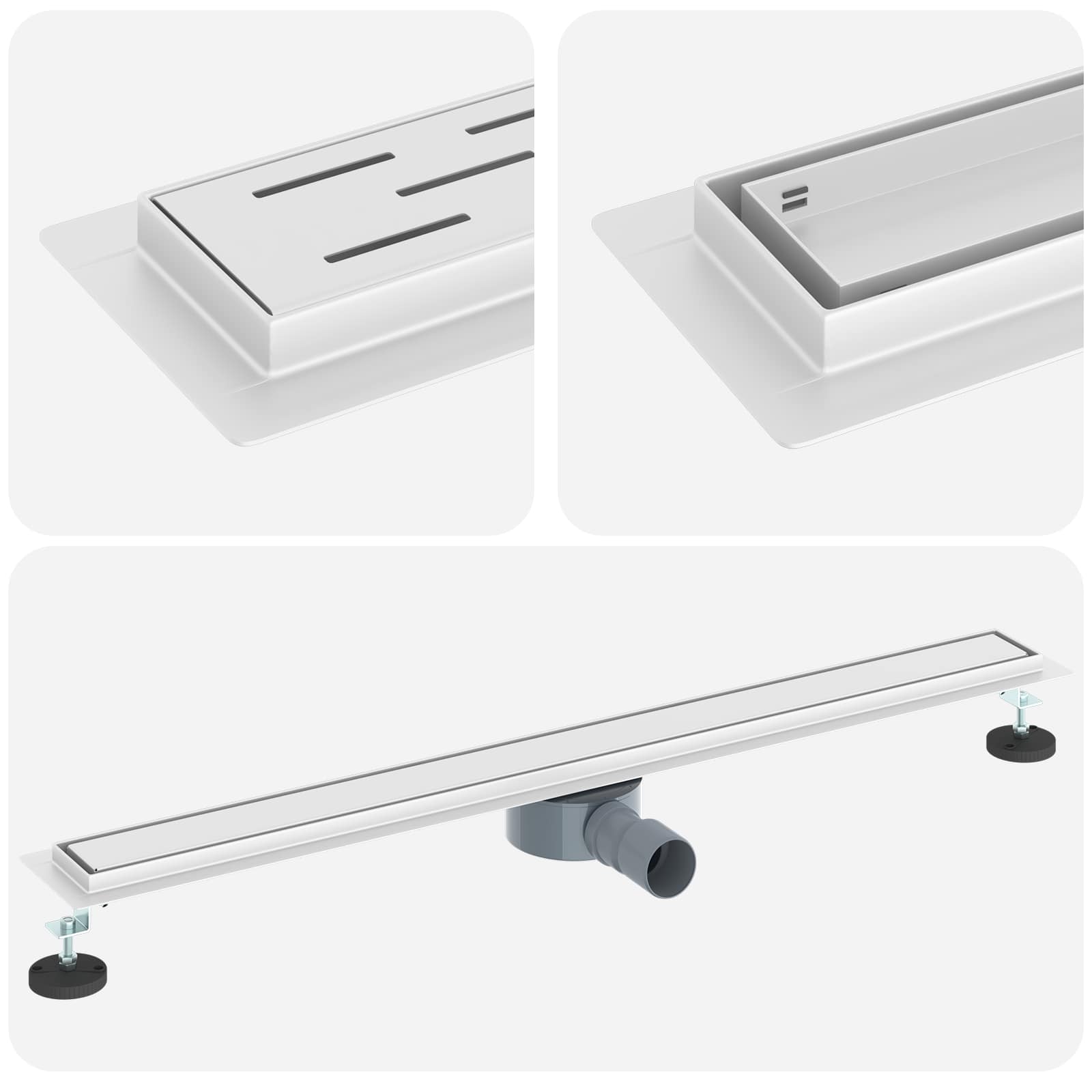 vidaXL Shower Drain 2-in-1 with 360° Siphon Silver 90 cm 2