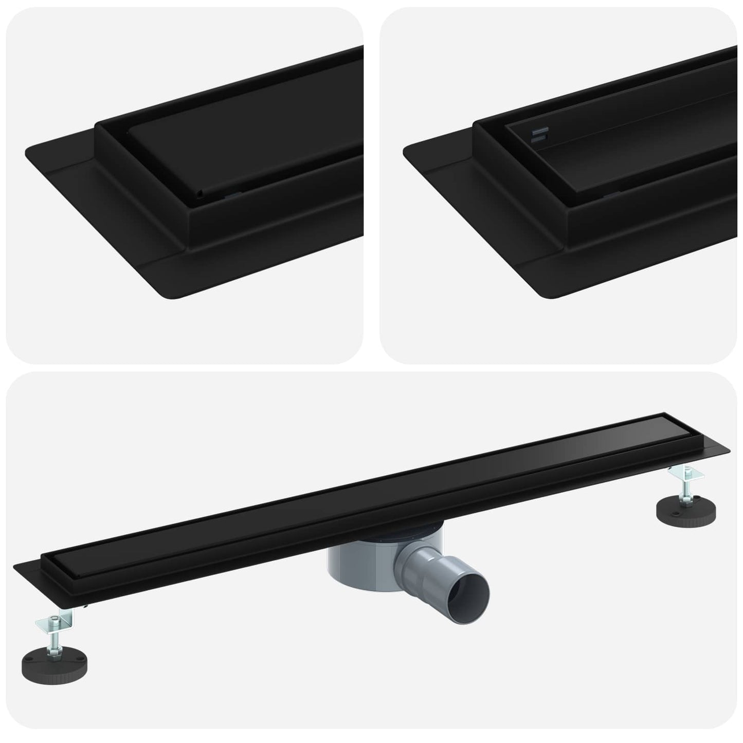 vidaXL Shower Drain 2-in-1 with 360° Siphon Black 70 cm 2