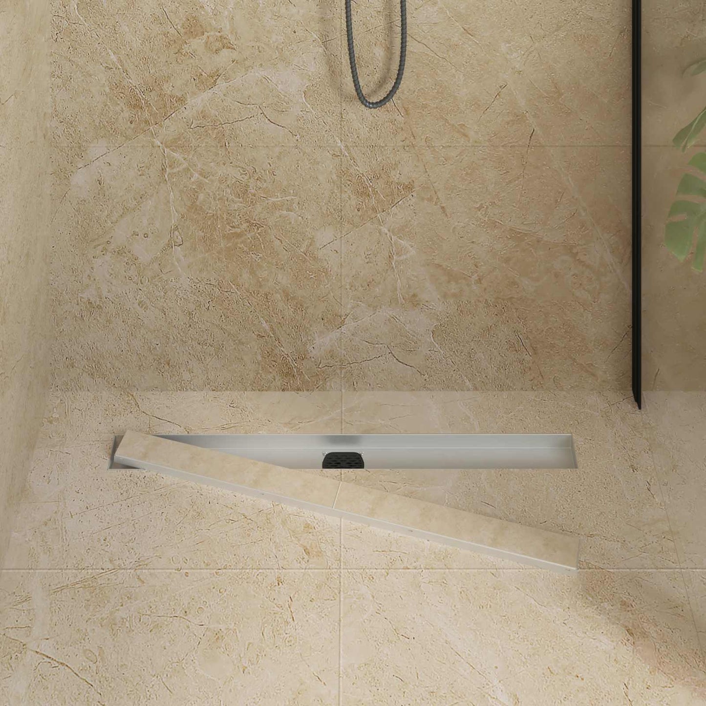 vidaXL Shower Drain 2-in-1 with 360° Siphon Silver 80 cm 3