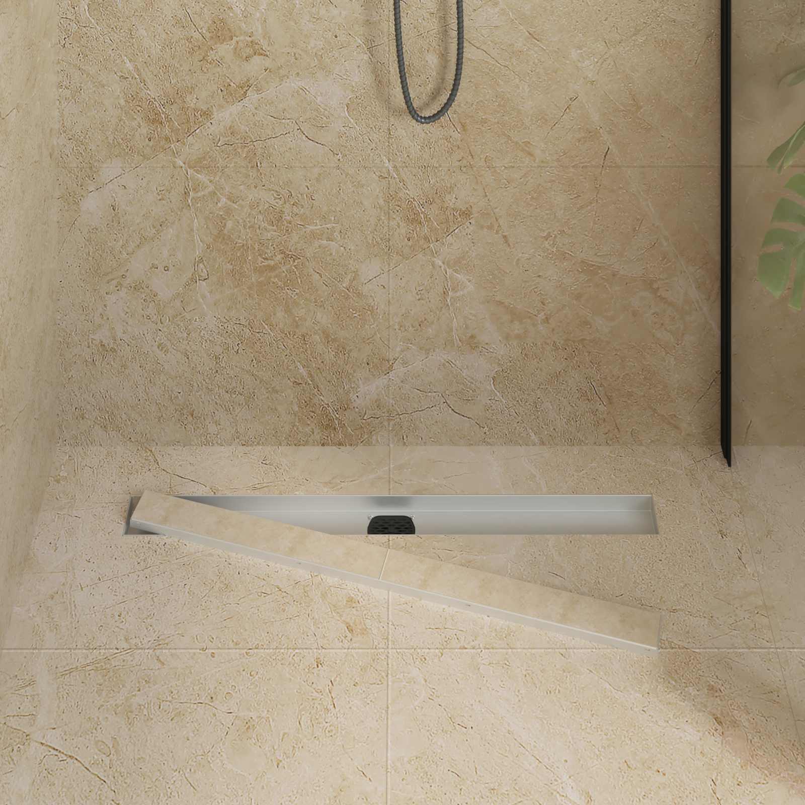 vidaXL Shower Drain 2-in-1 with 360° Siphon Silver 80 cm 3
