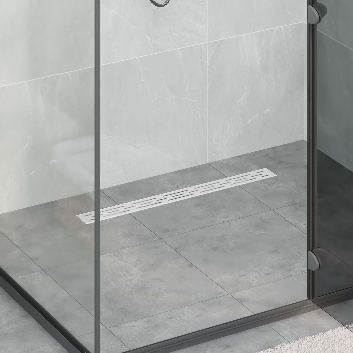 vidaXL Shower Drain with Line Design Silver 80 cm Stainless Steel 304 1