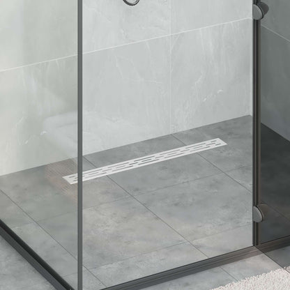 vidaXL Shower Drain with Line Design Silver 80 cm Stainless Steel 304 1