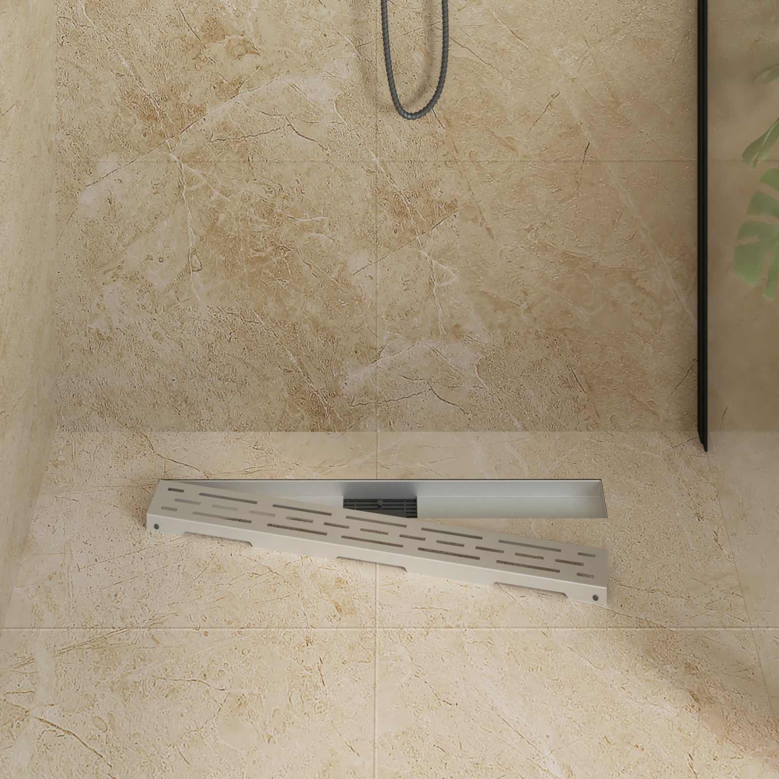 vidaXL Shower Drain with Line Design Silver 80 cm Stainless Steel 304 3