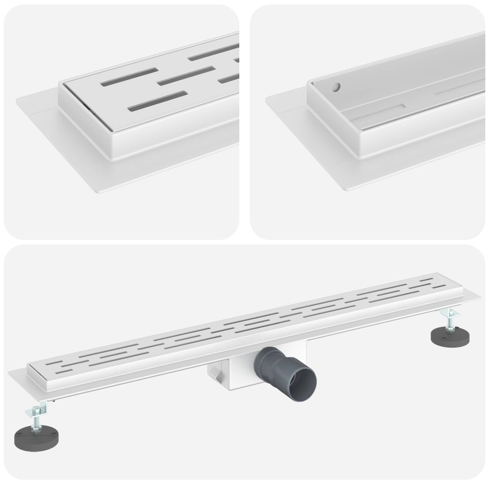 vidaXL Shower Drain with Line Design Silver 80 cm Stainless Steel 304 2
