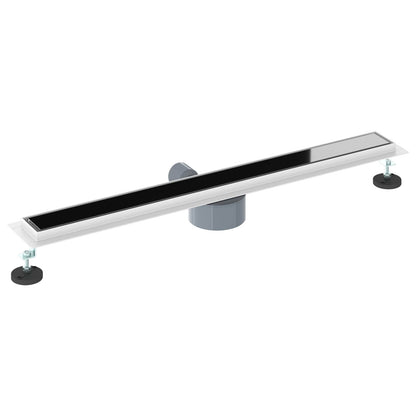 vidaXL Shower Drain Glass Cover with 360° Siphon Black 80 cm 6