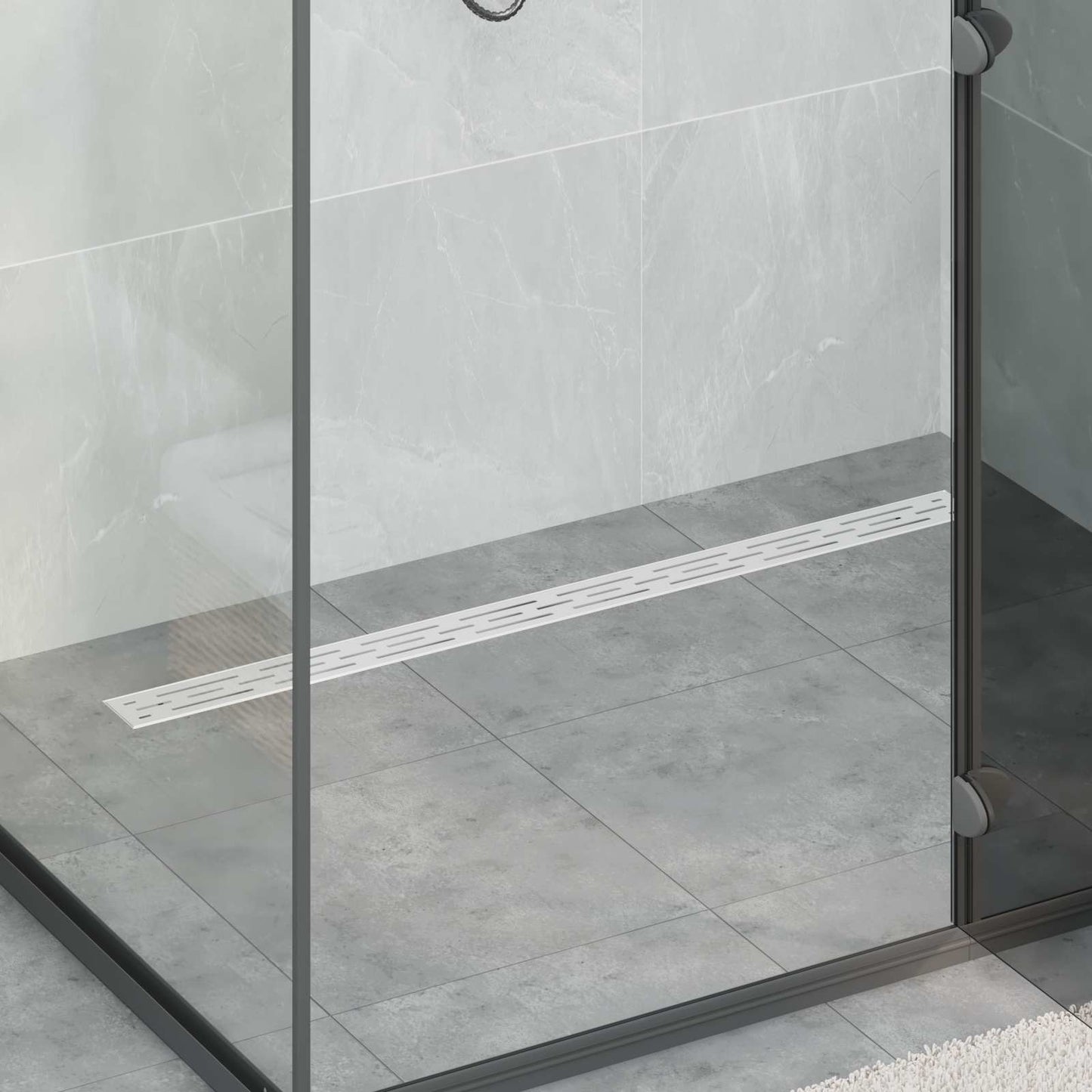 vidaXL Shower Drain Line Design with 360° Siphon Silver 100 cm 1