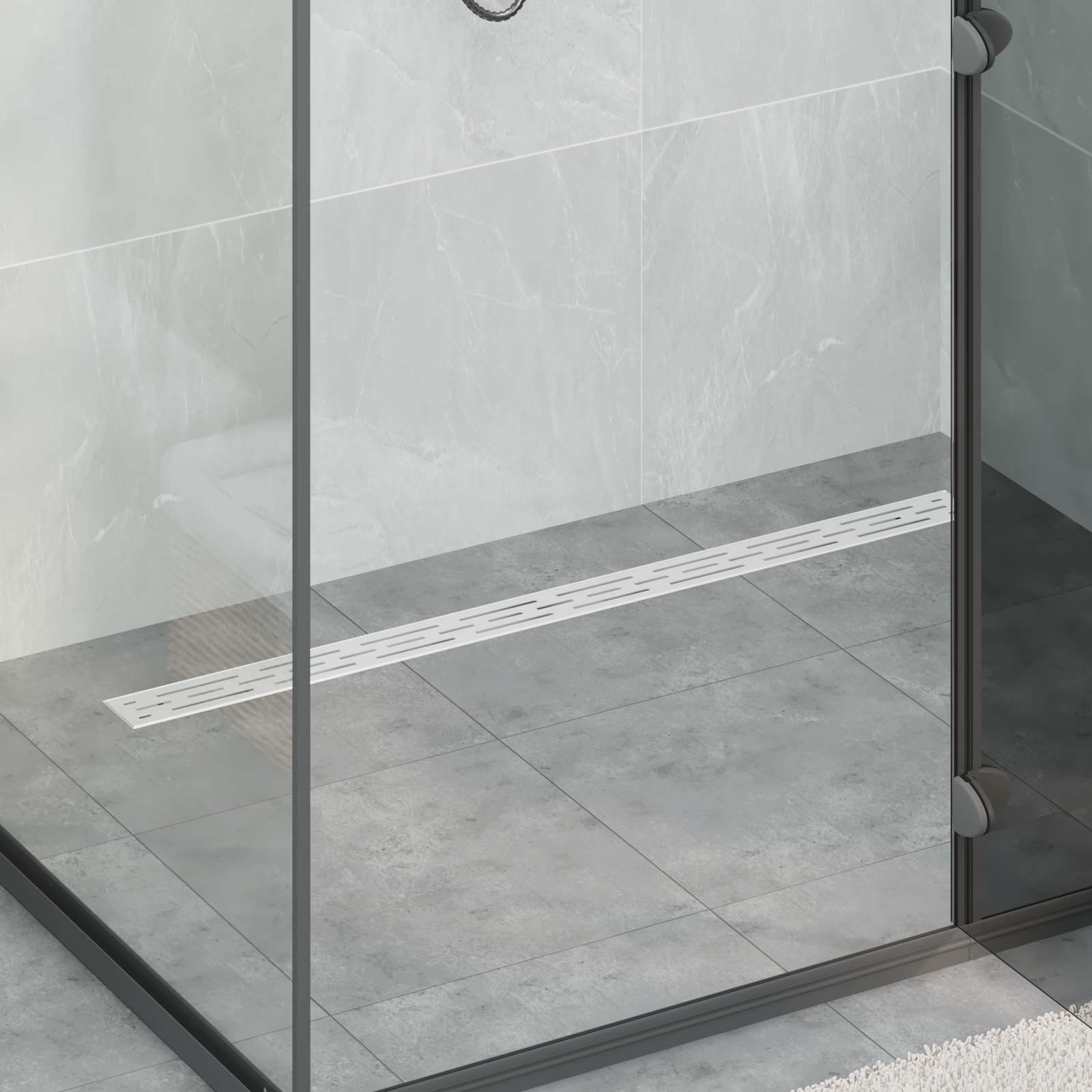 vidaXL Shower Drain Line Design with 360° Siphon Silver 100 cm 1