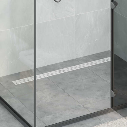 vidaXL Shower Drain Line Design with 360° Siphon Silver 100 cm 1
