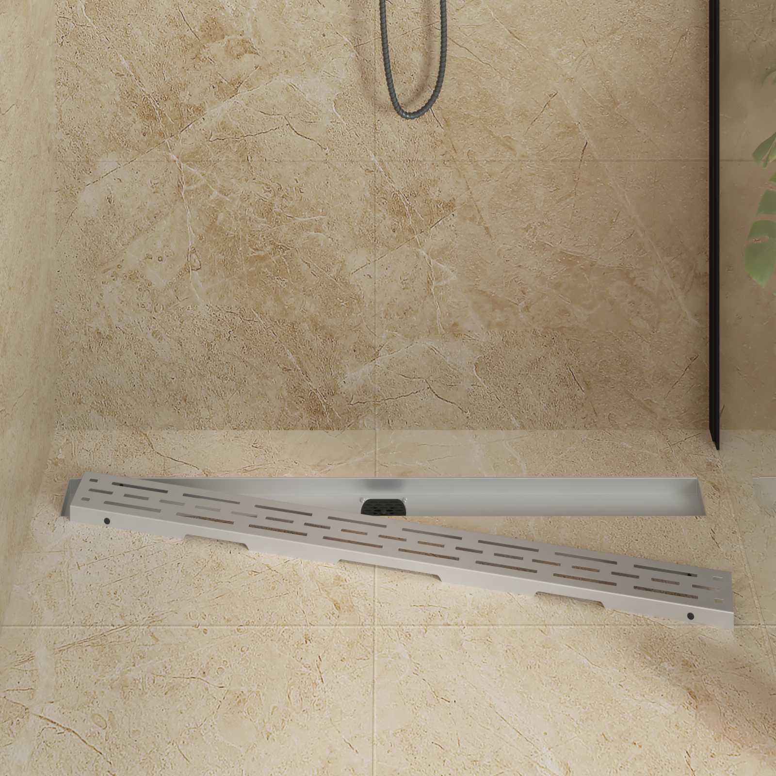 vidaXL Shower Drain Line Design with 360° Siphon Silver 100 cm 3