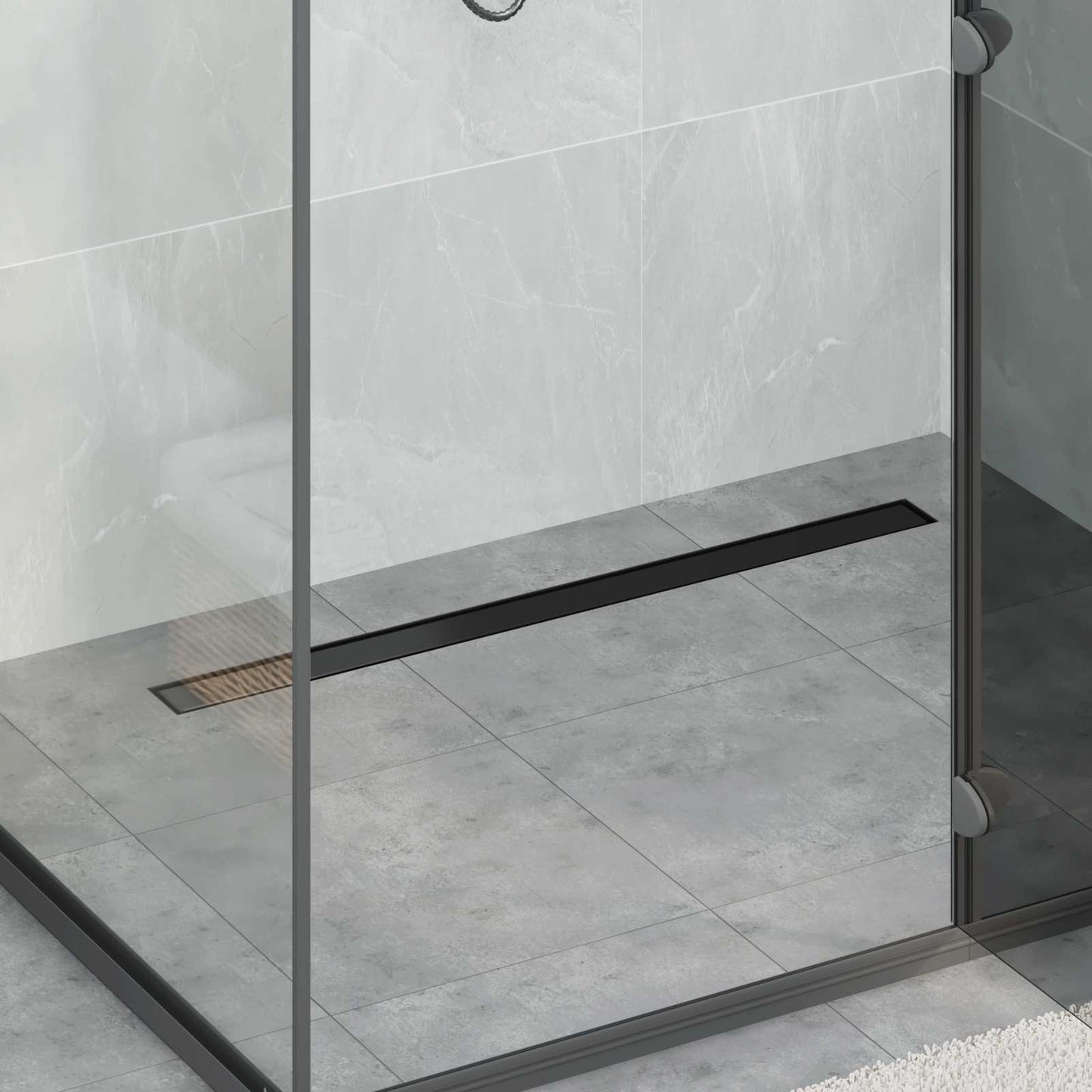 vidaXL 2 in 1 Shower Drain Black 90 cm Stainless Steel 304 1