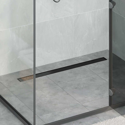 vidaXL 2 in 1 Shower Drain Black 90 cm Stainless Steel 304 1