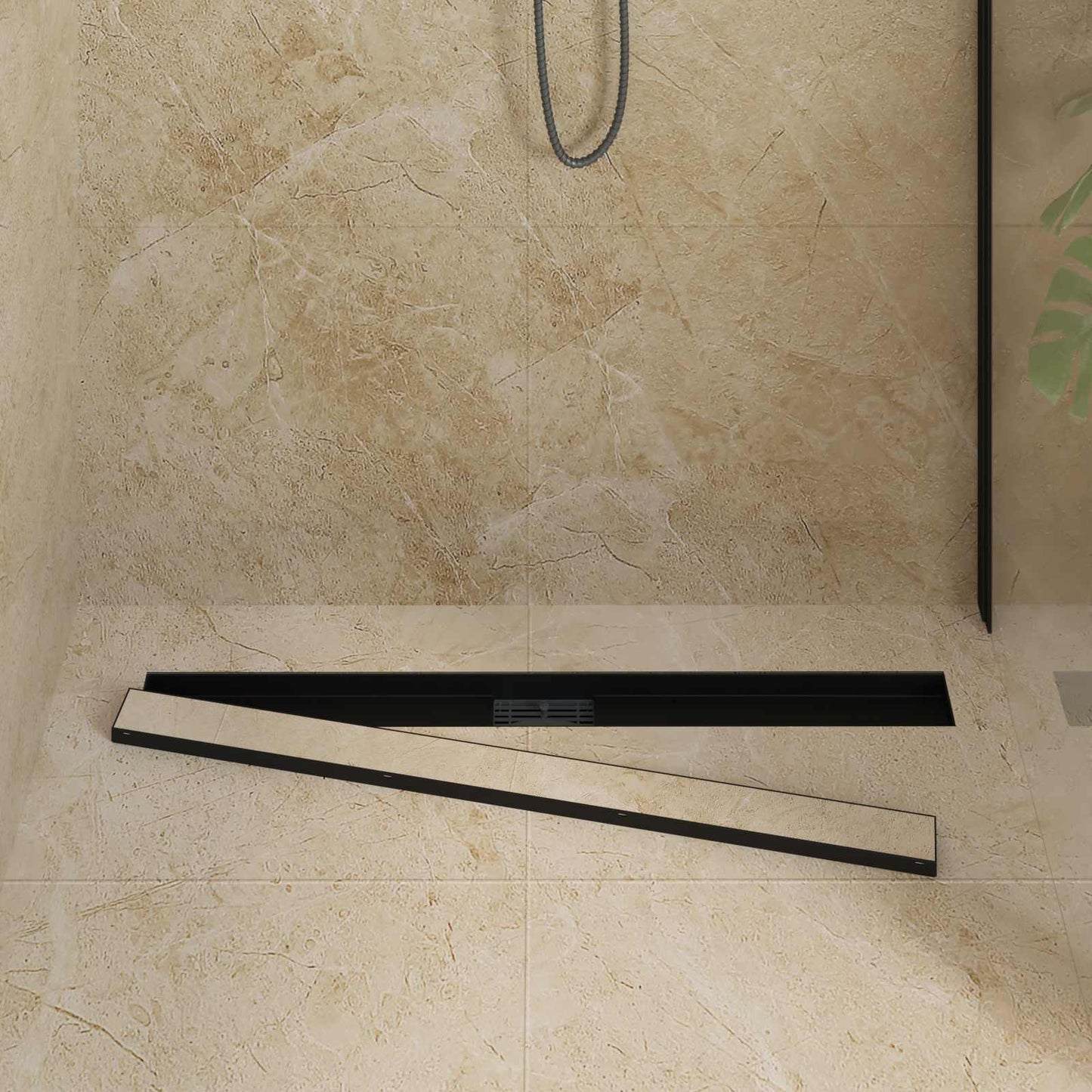 vidaXL 2 in 1 Shower Drain Black 90 cm Stainless Steel 304 3