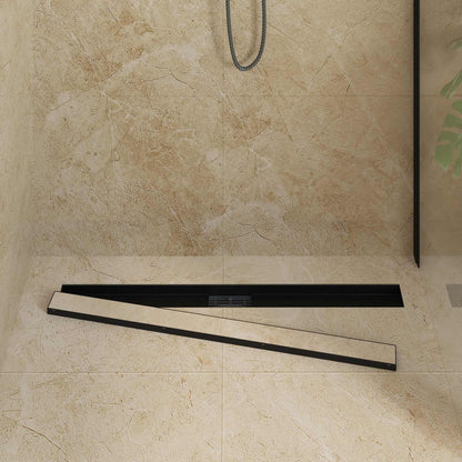 vidaXL 2 in 1 Shower Drain Black 90 cm Stainless Steel 304 3